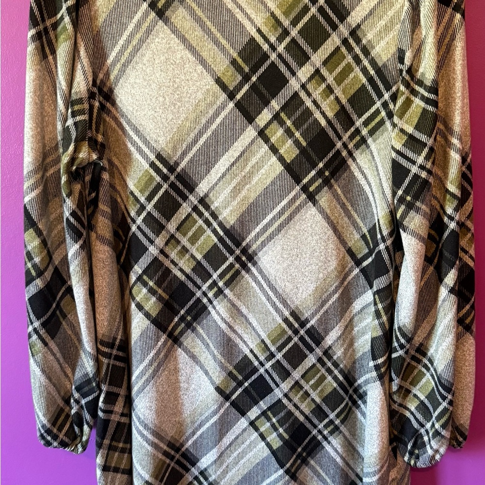 R&K Green Black Casual Dolman Sleeve Sweater Dress